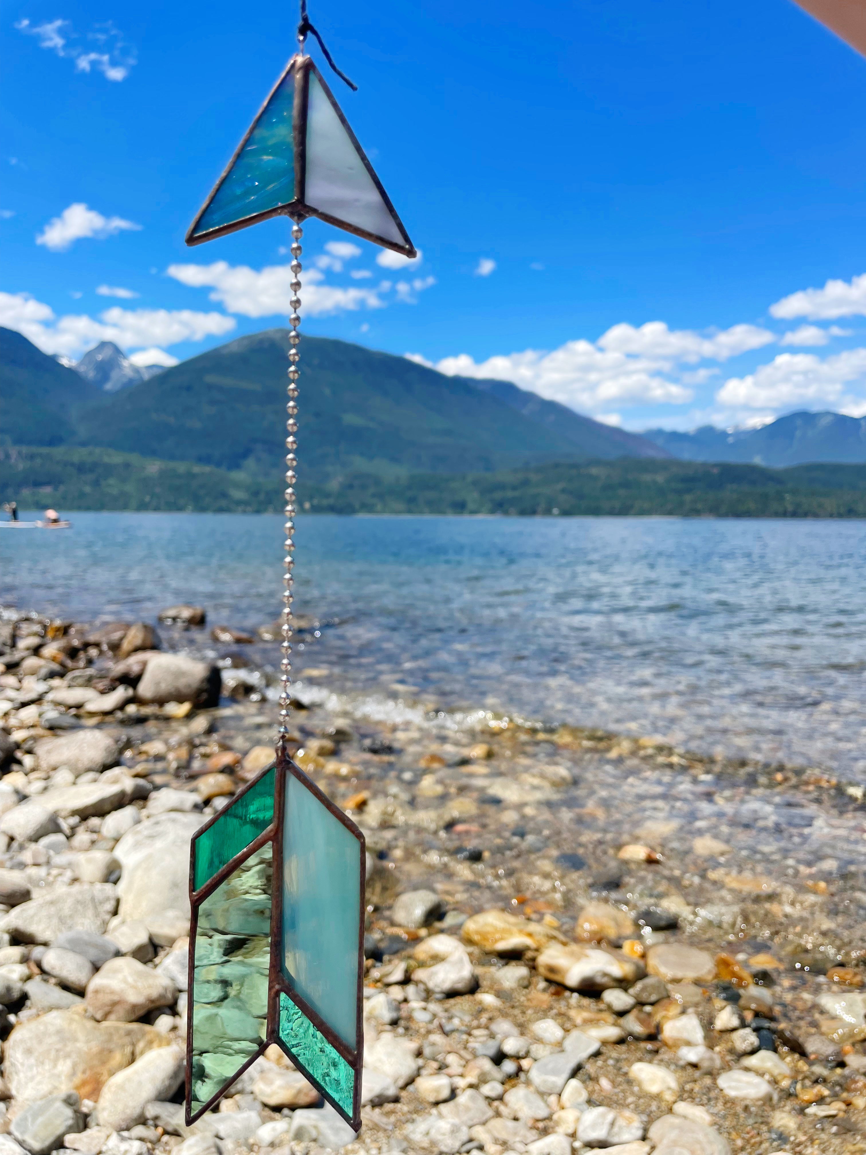 Teal Stained Glass Arrow Flux Glass Co
