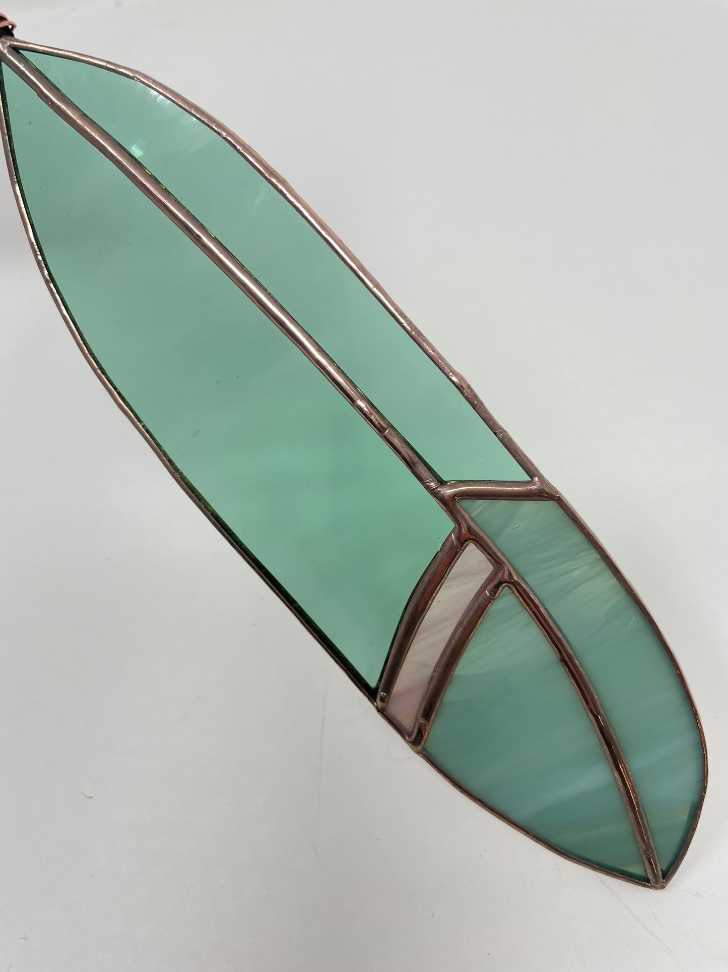 Sage Green Stained Glass Feather