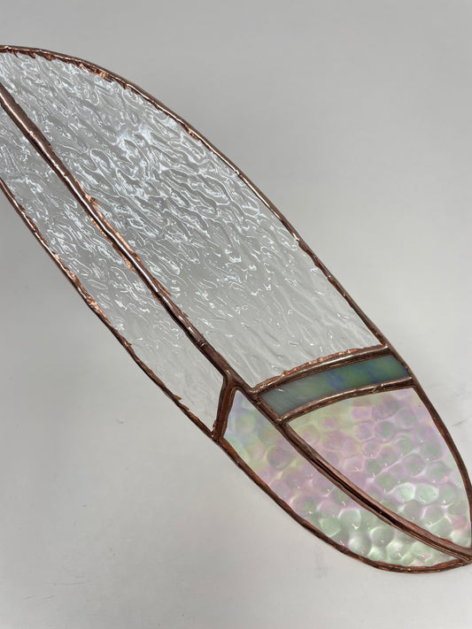 Clear Textured Iridescent Stained Glass Feather