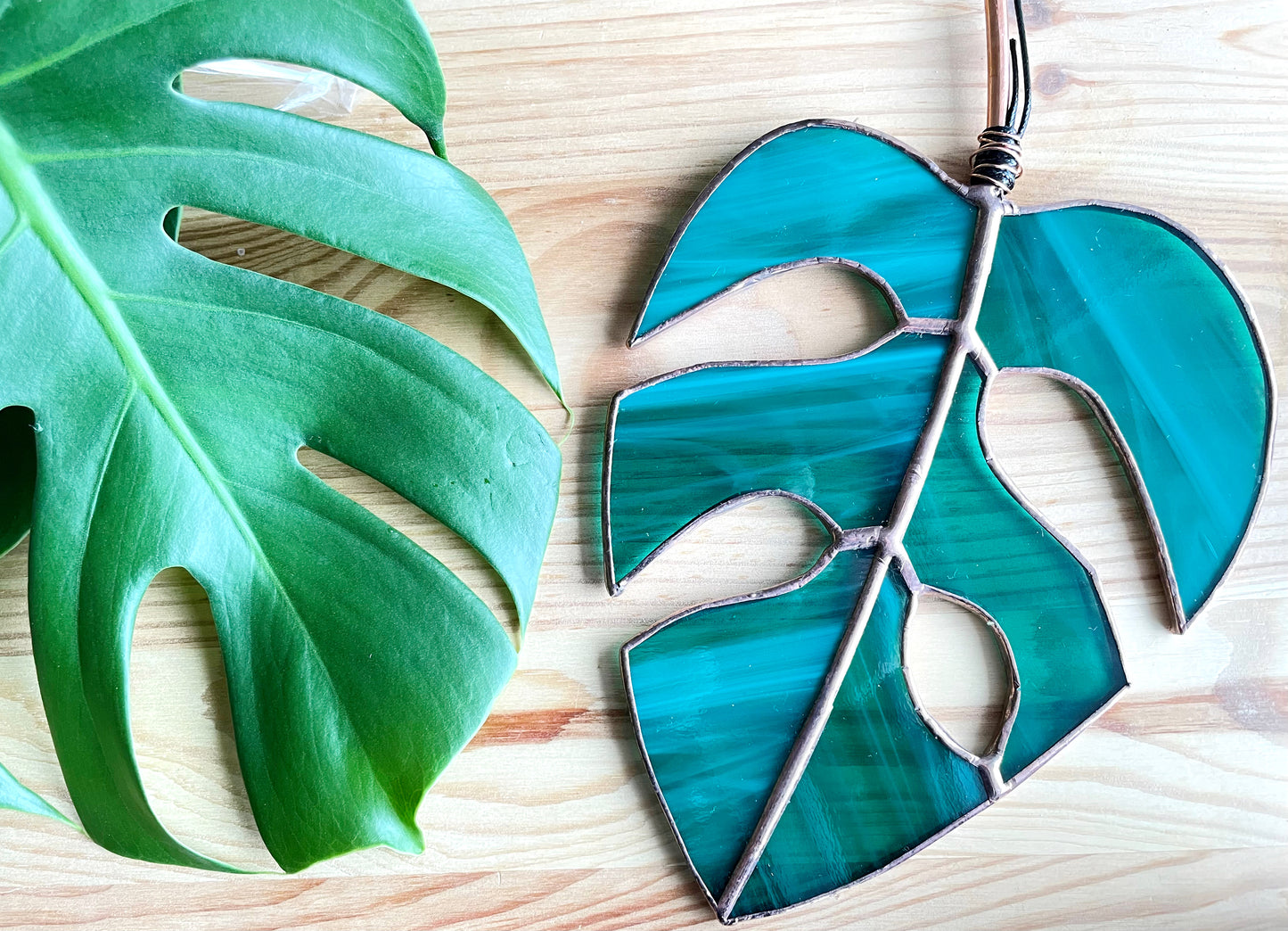 Stained Glass Monstera Leaf